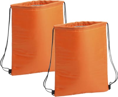 Koeltasje rugzak met draagkoord - 2x - oranje - 32 x 42 cm - drankjes/lunch rugtas - polyester/aluminium