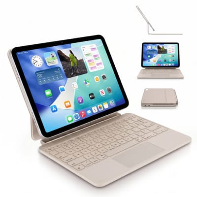 DECODED iPad Magnetische Toetsenbord met Trackpad en Backlight - Geschikt voor iPad 10.9 inch (10e generatie, 2022) - iPad 11 inch (A16, 2025) - Bluetooth Keyboard - Oplaadbaar via USB-C - Beige