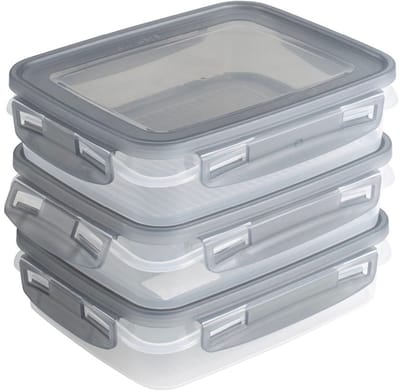 Sunware Club Cuisine diepvriesdozenset met clips set van 3 0,7L transparant grijs