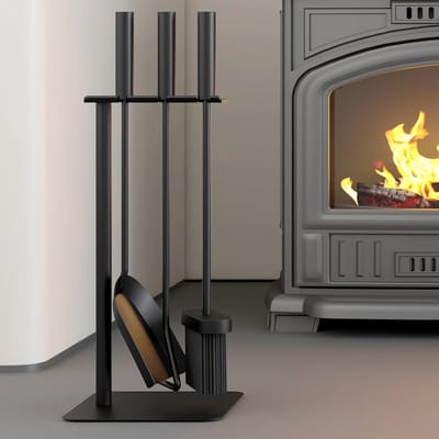 Haard Gereedschap Set - Haardbestekset - Haard Onderhoud - Compleet 4-delig - 16x16x45cm - Zwart
