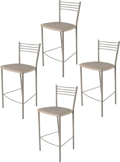 Tommychairs Elena - Eetkamerstoelen - Set van 4 - Aluminium & Donker Grijs - Kunstleer