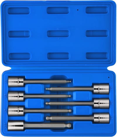 Extra Lange Ball End Hex Bit Socket Set | 3/8 inch Aandrijving | 7-Stuks Metrische Set van 3mm tot 10mm