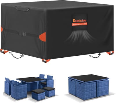 Waterdichte tuinmeubelhoes Ø250 x 104 cm - Heavy Duty Oxford stof met ventilatieopening en anti-UV bescherming