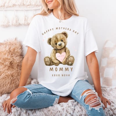 Moederdag cadeau T-shirt wit- Maat S - Fijne Moederdag mama ik hou van jou met naam graag doorgeven - lichtroze hartje