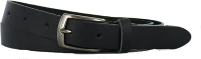 Leren Riem | Dames en Heren Riem | 3cm breed | Riemmaat: 90cm (totale lengte: 105cm) | 100% echt leer | Nikkelvrije gesp | Kleur: zwart