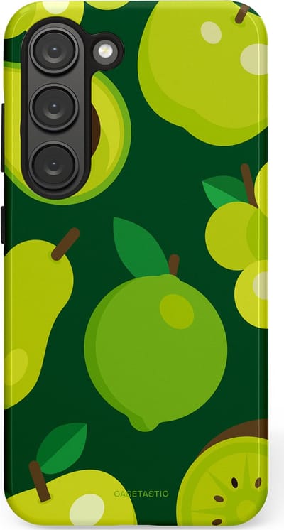 Casetastic Hoesje Geschikt voor Samsung S23 - Stijlvolle Beschermende Duo-layer Case - Peren Appel Groen