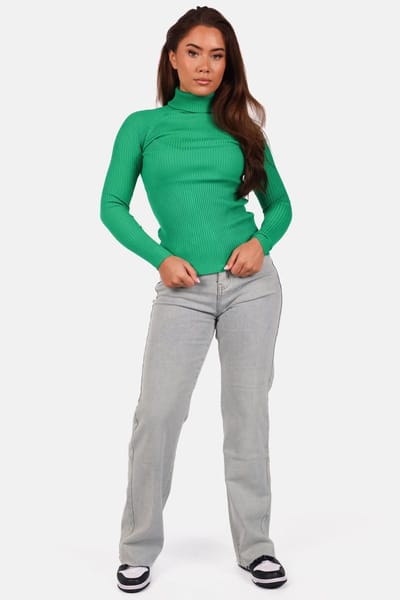 Getdrezzed Top - Maat: One size - Coltrui ribbel groen