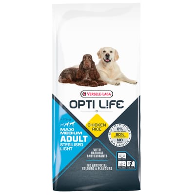 2x12,5kg Adult Light Medium & Maxi Opti Life Hondenvoer