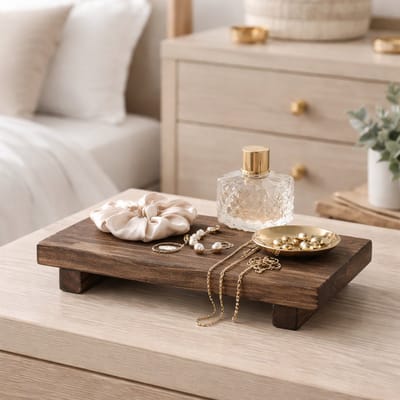 Afecto Houten Tray voor Badkamer,Keuken, Slaapkamer, Hal etc. – Plateau – Rustiek Hout – Organizer - Wastafel Accessoires