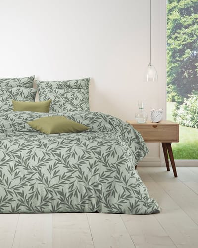 Mistral Home - DEKBEDOVERTREK - katoen renforcé - 140 x 200 cm + 65 x 65 cm - eenpersoons - botanisch - groen- Duurzaam