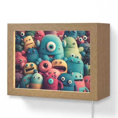 Wandlamp 20x15 cm - Oplaadbaar - Kids - Monster - Regenboog - Design - Meiden - Jongens - Wandlampen binnen woonkamer - Slaapkamer lamp met kabel - Decoratieve nachtlamp - Vloerlamp snoer