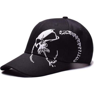Baseballpetten met borduurwerk van een schedelpatroon aan de zijkant, lente en herfst, verstelbare casual hoeden voor buiten, zonnehoed Adjustable black