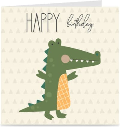 Verjaardagskaart voor kinderen | KROKODIL | Happy Birthday | kaart met envelop | jarig / verjaardag | jongen / meisje
