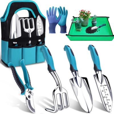 Dailygoods- Tuingereedschap Set 7-delig - Ergonomische Handgereedschap - Zwaar Belastbaar - Antislip Handvatten - Cadeau voor Tuinliefhebbers - Geschikt voor Mannen/Vrouwen - Tuinset