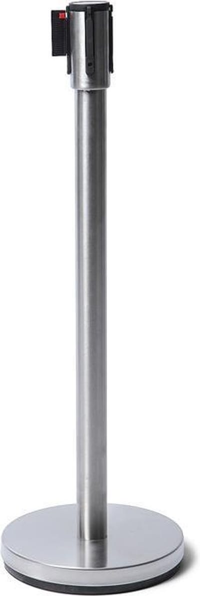 Afzetpaal Flexi Economy Chroom met 2,5 M Trekband Zwart - Syna BBECHROME