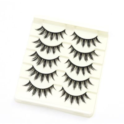 5 Paar Cartoon Stijl Natuurlijke Dunne Nepwimpers Transparante Band Faux Nerts Kattenoog Wimpers, Natuurlijke Dagelijkse Make-up H6