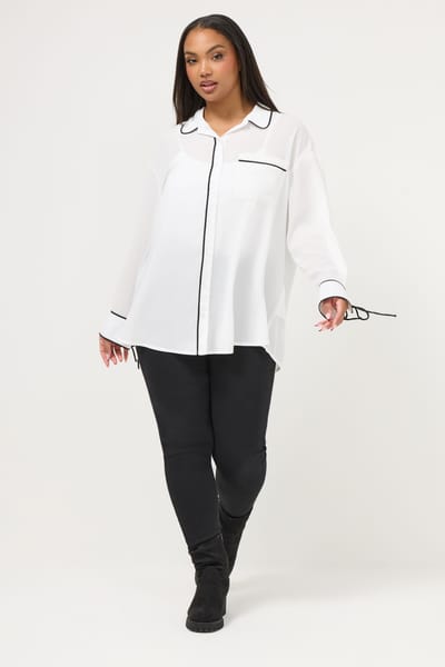 Yours Witte Blouse Met Contrasterende Naden En Lange Mouwen Size 42