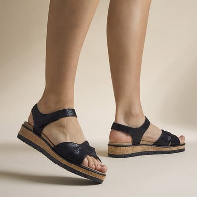 Feyn Mia01 Sandalen zwart Leer - Maat 37