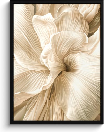 Poster in lijst - Fotolijst 60x80 cm - Posters - Abstract - Beige - Bloemen - Natuur - Posterlijst zwart - Decoratie - Wanddecoratie woonkamer - Muurdecoratie slaapkamer