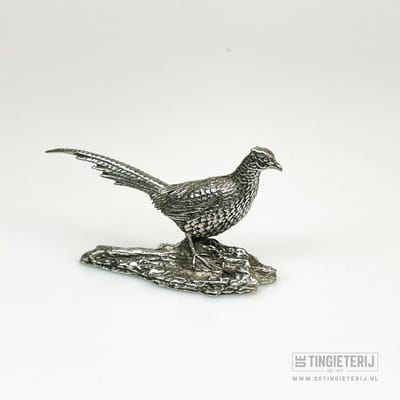 Tinnen beeldje Fazant - Jachttrofee - Landelijke decoratie - Unieke dierminiaturen - Fazant sculptuur
