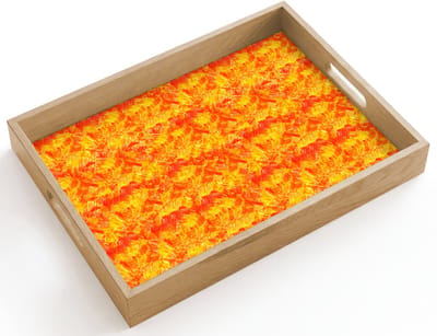 Dienblad hout 40x30 cm - Schootdienblad - Verf - Oranje - Geel - Borrelplank rechthoek - Plateau dienbladen