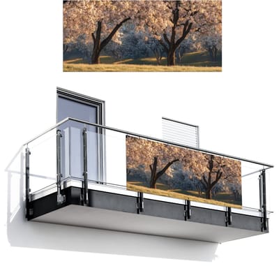 Balkonscherm 200x90 cm - Balkonposter Bomen - Bloesem - Lente - Balkon scherm decoratie - Balkonschermen - Balkondoek zonnescherm