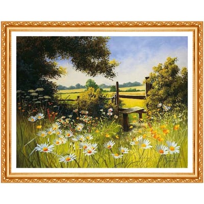Peinture de diamant de fleurs 3D, décoration d'intérieur, broderie de fleurs, motif de point de croix, paysage naturel, à faire soi-même 20X30CM black