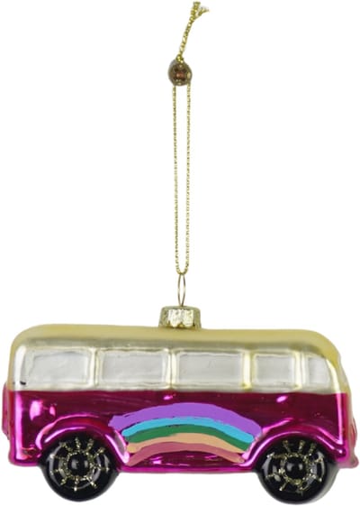 Housevitamin Kersthanger – Hippy Bus Roze – Glas – 9,5x4x5,5 cm | Trend van het Jaar