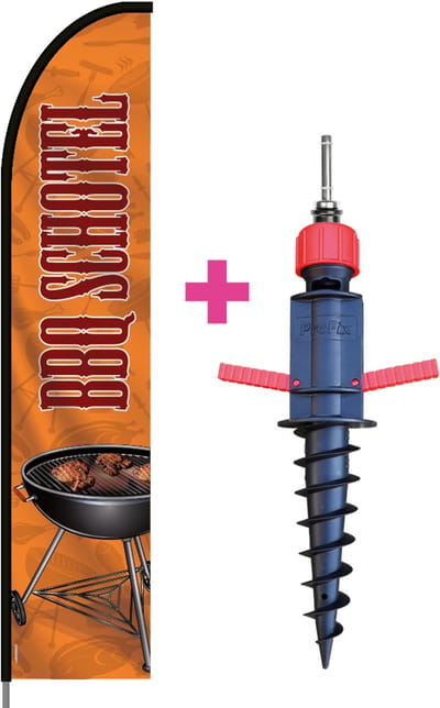 Beachflag - BBQ Schotel #1 - Vlag + Grondboor + Rotator + Hengelsysteem + Draagtas - Actievlag.nl