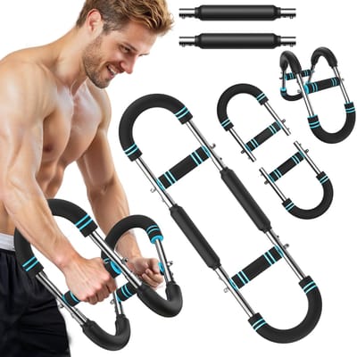 MERACH Armtrainer - Kracht-Twister U-vorm - verstelbaar 27-50kg professioneel - Multifunctionele krachttrainingset voor volledige - afneembaar ontwerp - compact en draagbaar - ergonomische schuimrubberen handgrepen, voor armen, borst, schouders