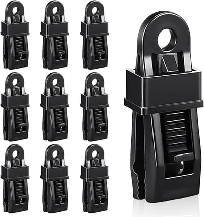 Verstelbare clips voor schaduwzeilen, 10 stuks, zwarte zeilclips voor gordijnen, dekzeilen en tuinbevestiging