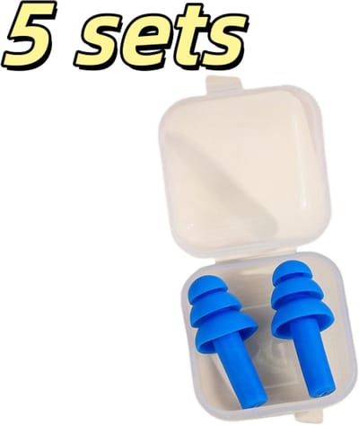 5 paar oordopjes - zachte, geluidsdempende oordopjes voor tijdens het slapen - waterdicht - siliconen - geschikt om mee te zwemmen en te slapen - 3,5*3,5*1,8 cm - donkerblauw
