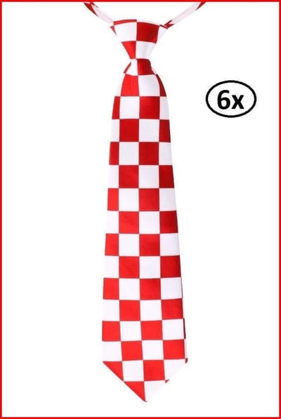 Stropdas rood/wit geblokt