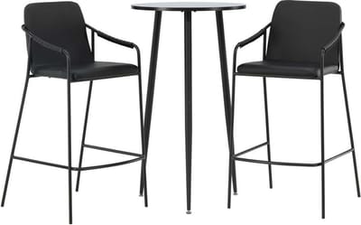 Plaza barmeubelset bartafel zwart en 2 Tvist barstoelen zwart.