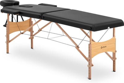 physa massagetafel inklapbaar - extra breed (70 cm) - kantelbare hoofd- en voetensteun - beukenhout - zwart 10040589