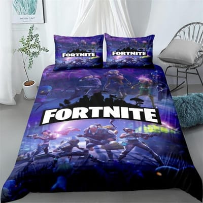 Fortnite Beddengoed Set Dekbedovertrek Kussensloop Spel Cartoon Decoratie Sprei Slaapkamer Dekbedovertrek Beddengoed Pakket Kinderen Kerstcadeau EU King(240*220cm)3pcs