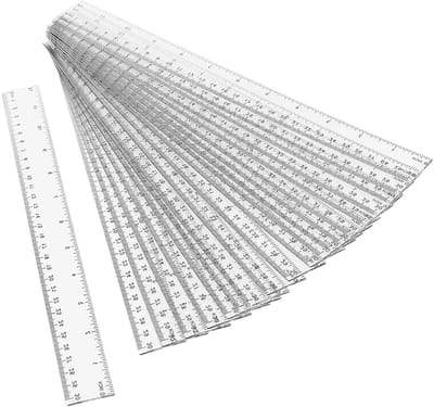 20-delige 30cm Plastic Liniaal Set - Heldere Rechte Liniaal met Inch en Metrische Schaal, Transparant Meetgereedschap voor School en Kantoor