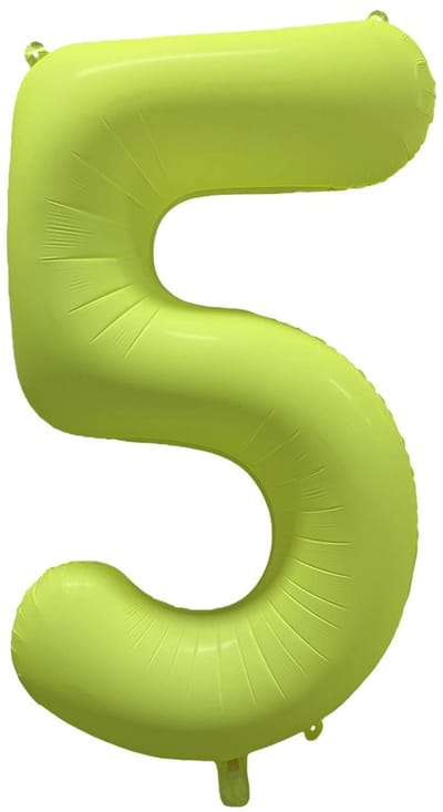 Riethmüller - Folieballon cijfer 5 - neon geel - 86 cm
