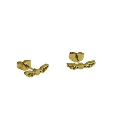Aramat Jewels | Oorbellen | Stalen Vleugel Oorbellen - Kies Jouw Stijl! | Goudkleur-12x3mm | |5mm | Staal | Kinderen, Volwassenen | Verkleurd niet