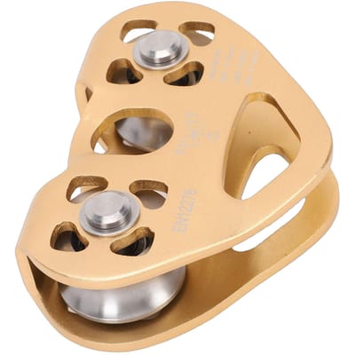 30KN Zipline Katrol Zip Line Dubbele Trolley voor Kabel Touw Klimmen Hijsen Achtertuin Zipline Bergbeklimmen Tuigage Goud