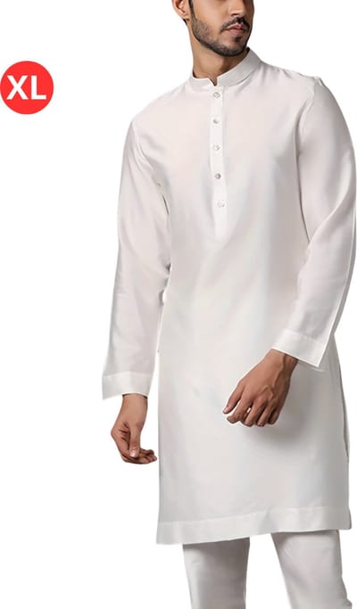Livano Islamitische Kleding - Djellaba Heren - Moslim Kleding - Arabisch Mannen Kaftan - Alhamdulillah - Wit XL