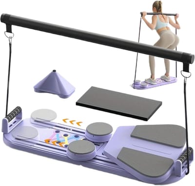 Pilates Balance Board - Kerntrainer Stabiliteitstrainer - Thuis Trainen - Automatische Reboundfunctie - 98 x 37 x 30 cm - Paars