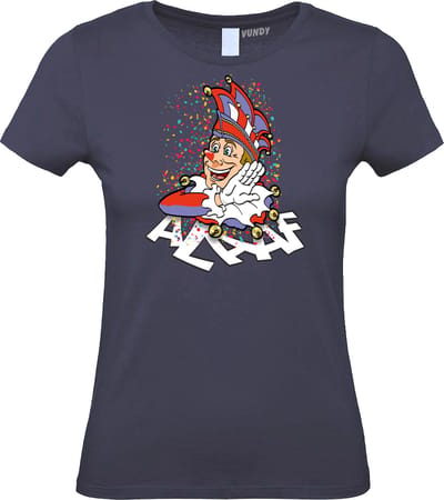 Dames t-shirt Alaaf | Carnavalskleding dames | Carnaval Kostuum | Foute Party | Navy Dames | maat XS