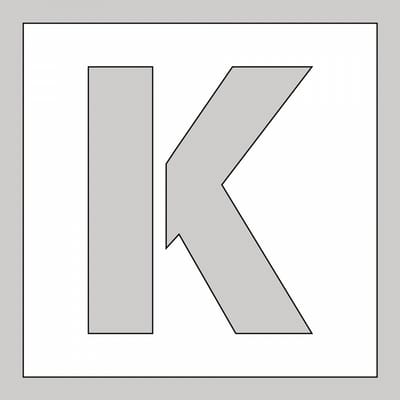 Spuitsjabloon letter K - dibond 500 x 500 mm