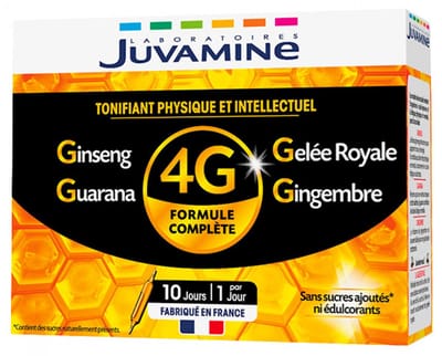 Juvamine 4G Ginseng Royal Jelly Guarana Gember 10 Ampullen