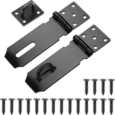Zware RVS Hangslot Set van 2, 12.5 cm, Ideaal voor Garages, Kasten en Deuren, Inclusief Schroeven