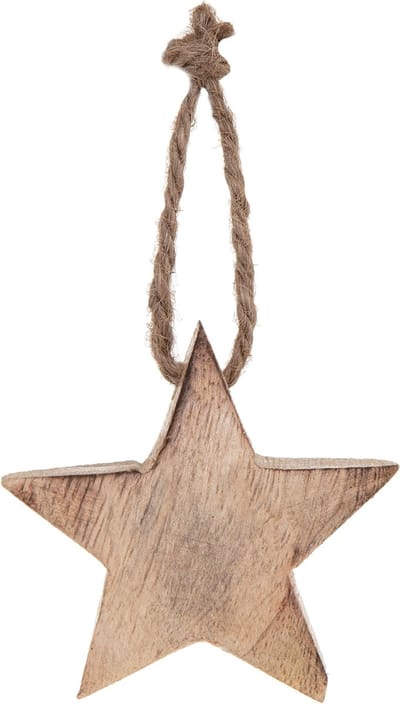 JJA - Houten Kerstboomdecoratie Ster 5 cm Natuurlijke Look