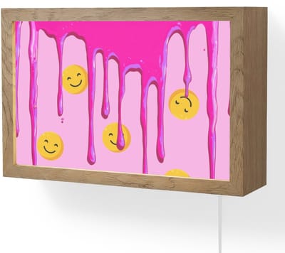 Wandlamp 30x20 cm - Oplaadbaar - Smiley - Roze - Glazuur - Wandlampen binnen woonkamer - Slaapkamer lamp met kabel - Decoratieve nachtlamp - Vloerlamp snoer