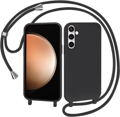 YPCd Crossbody Hoesje Geschikt voor Samsung Galaxy S23 FE – TPU & Siliconen Backcover met Verstelbare Crossbody Schouderband Koord – Verhoogde Randen – Zwart