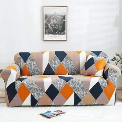 Geprinte Bankhoes Stretch Bankhoezen Spandex Loveseat Slipcovers voor Thuis Woonkamer 1/2/3/4 Zits Stoelbeschermer 1-seat 90-140cm gray